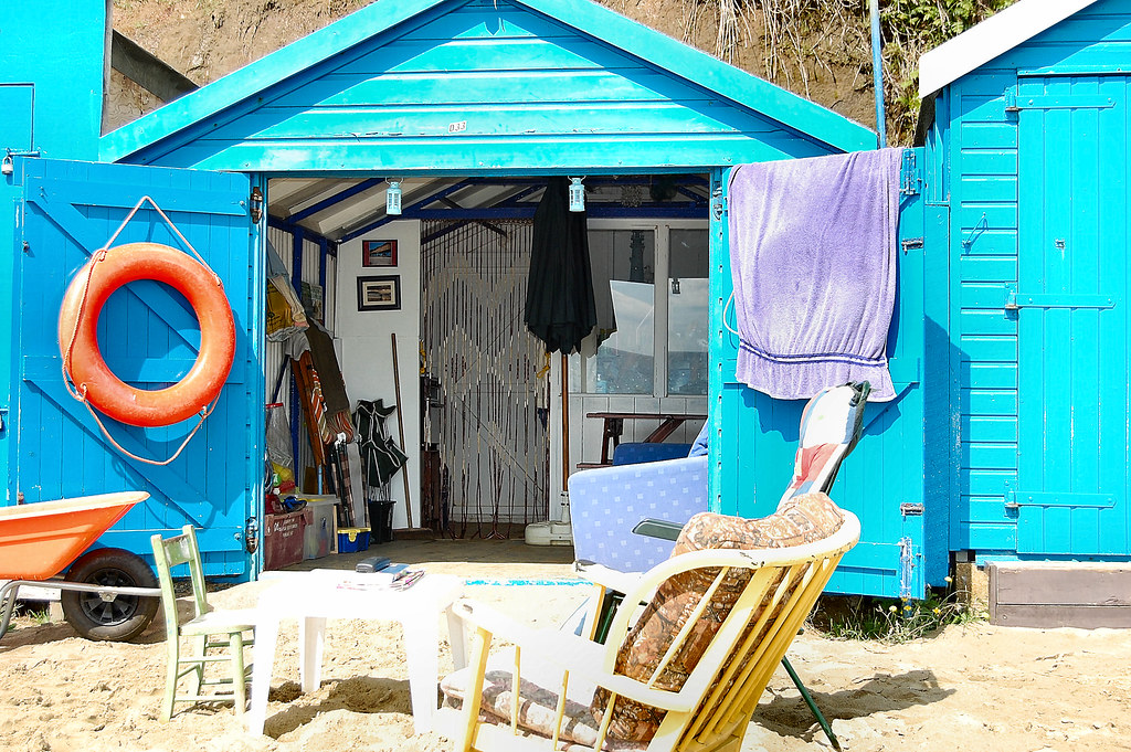 Seaside blue shed