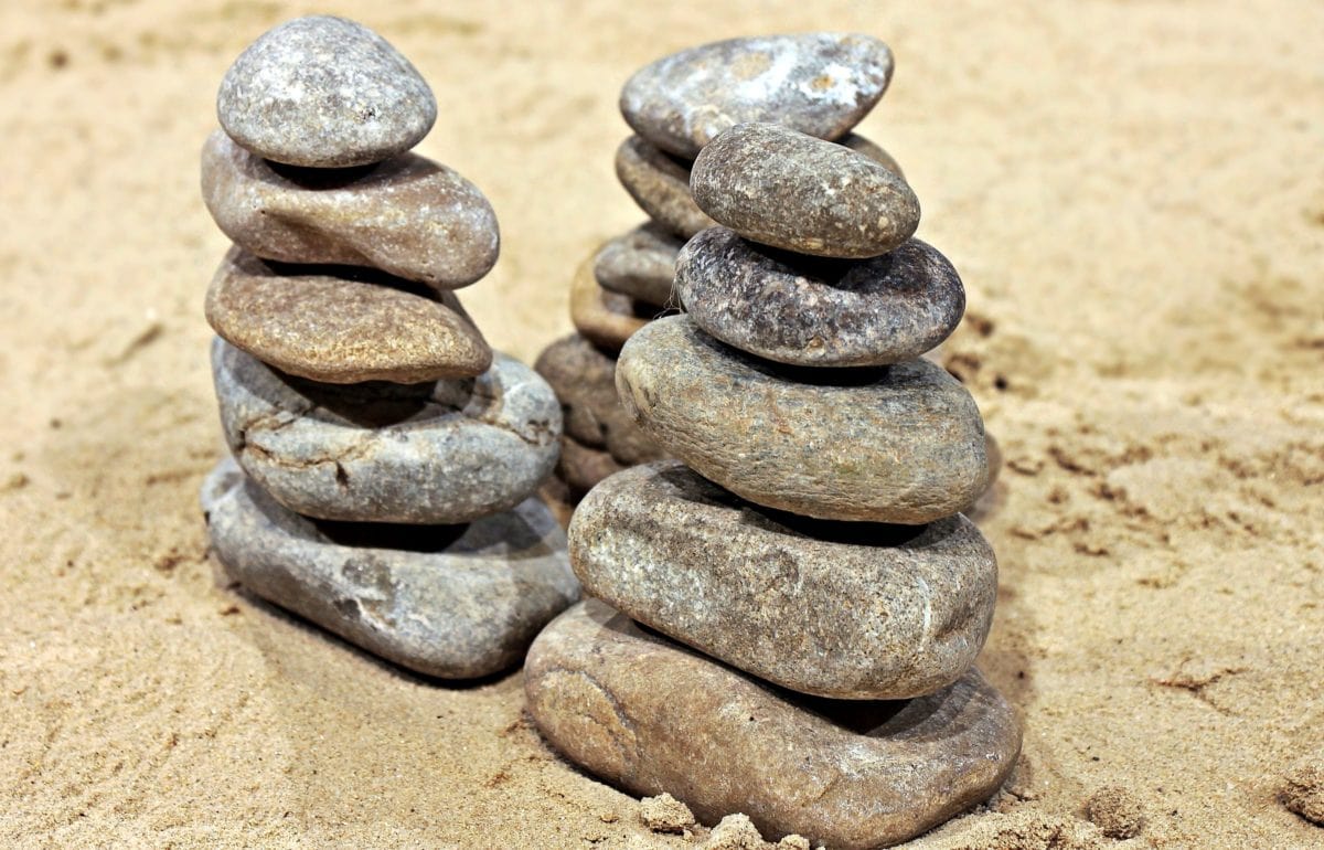 Beach stacked stones