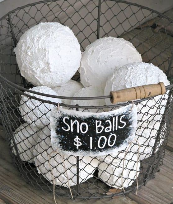DIY faux snowballs