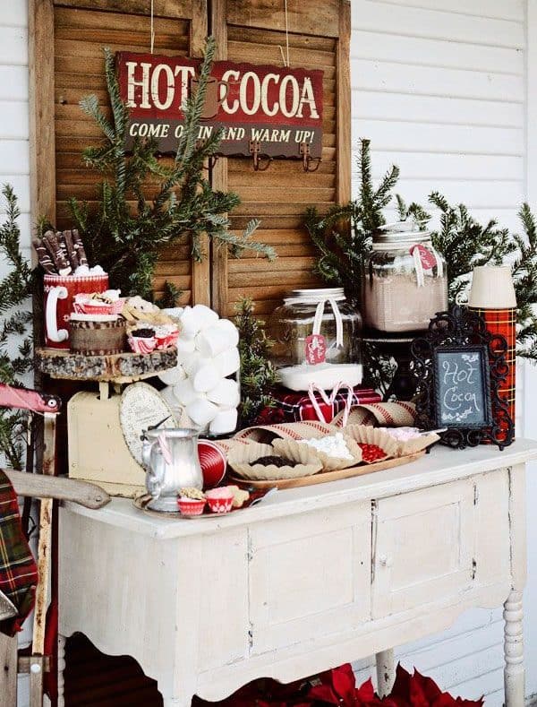 Christmas cocoa bar setup