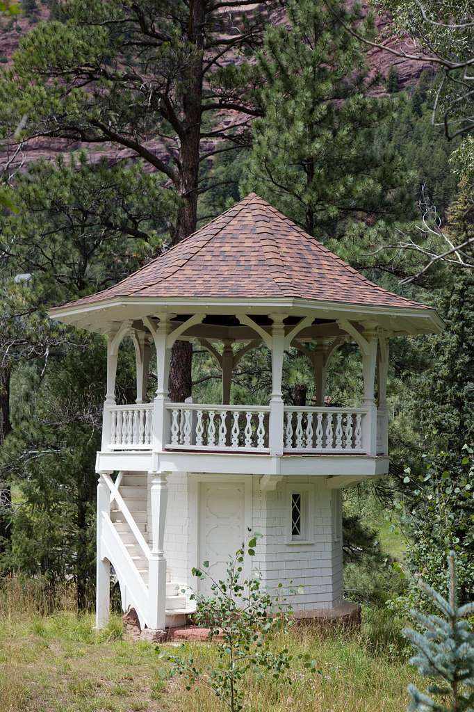 White castle-like treehouse