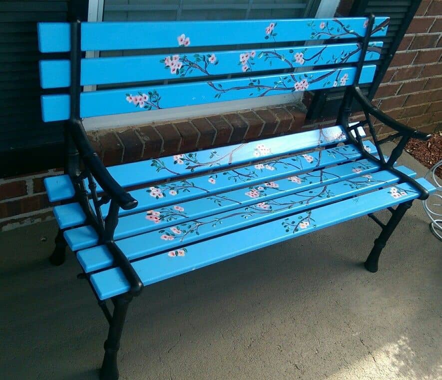 Customised artistic garden bench