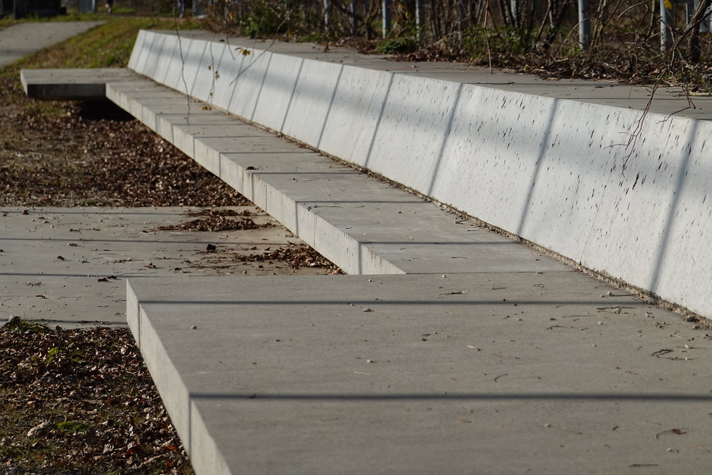 Sleek concrete bench with clean lines