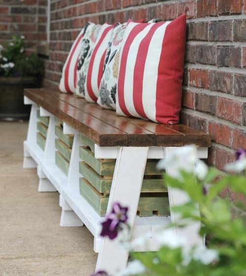 DIY farmhouse style bench with storage