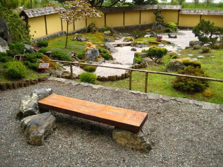 Zen garden inspired stone bench
