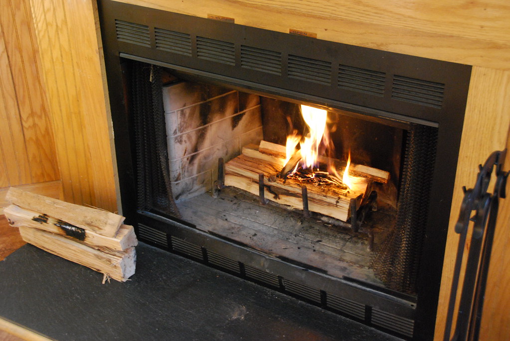 Cabin retreat fireplace