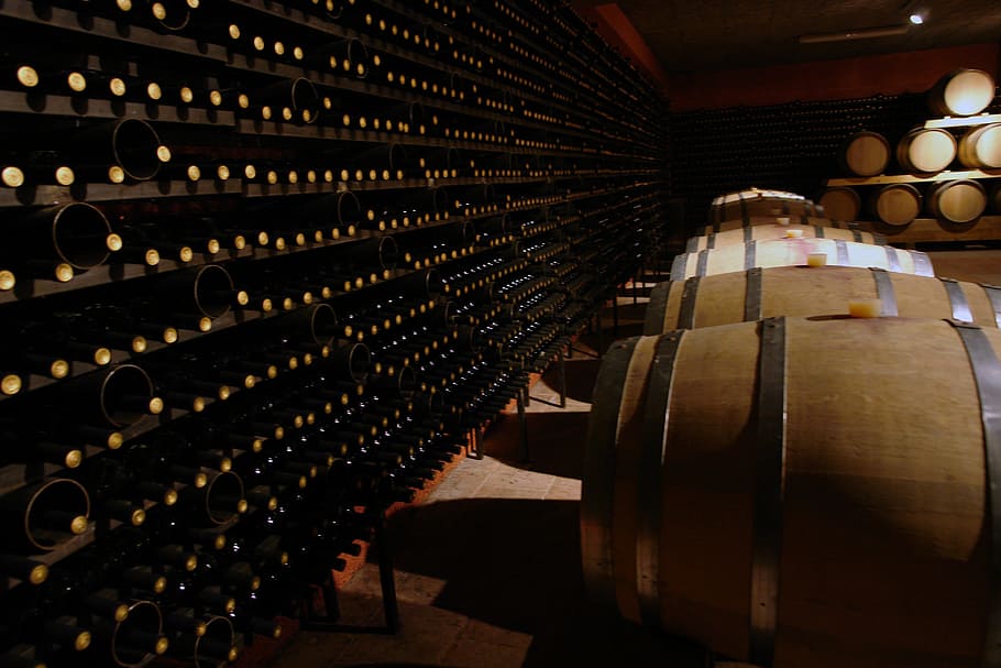 Log cabin wine cellar