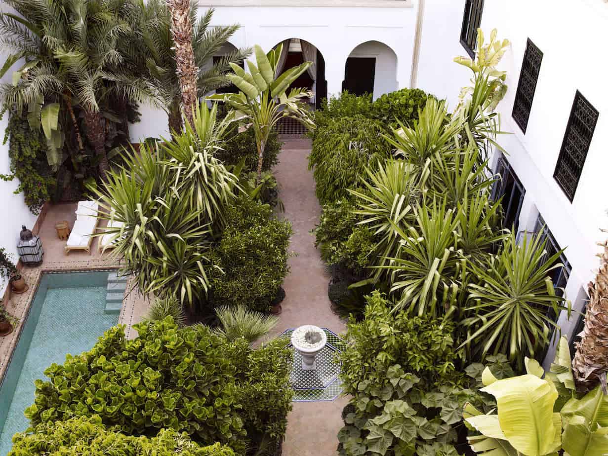 Moroccan garden with a fountains set within an octagon