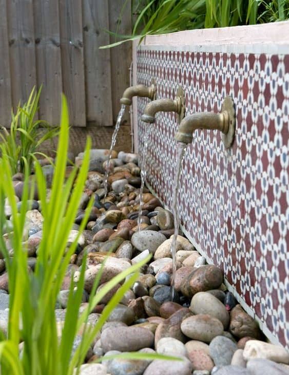 Eye-catching Moroccan tile wall water feature