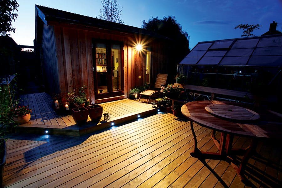 Garden patio with a heated decking for the winter