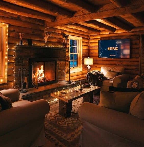 Log cabin winter retreat