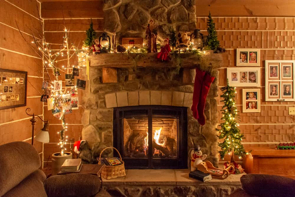 Cosy Christmas fireplace hearth