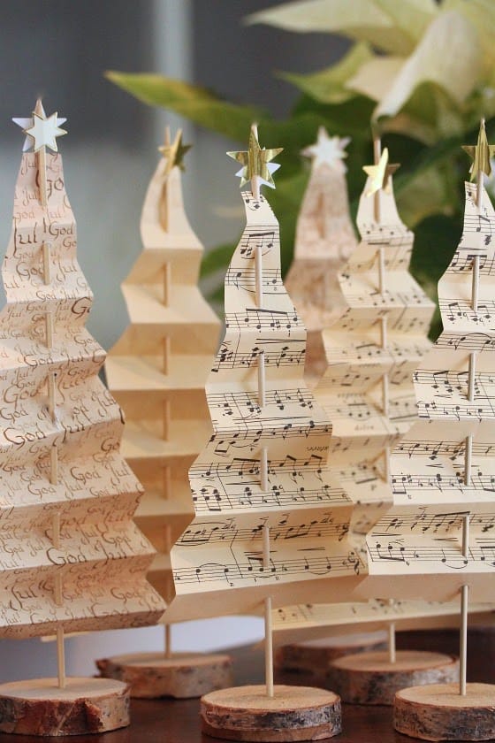 DIY Christmas paper tree made of music sheets