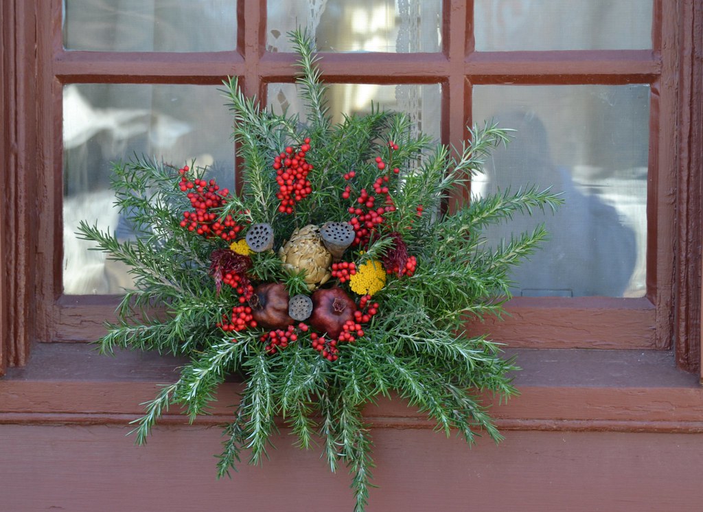 A window with a small wreath