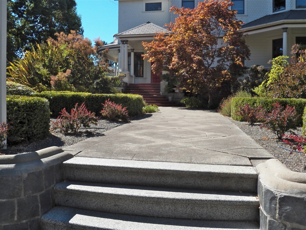 Front yard stone pathway