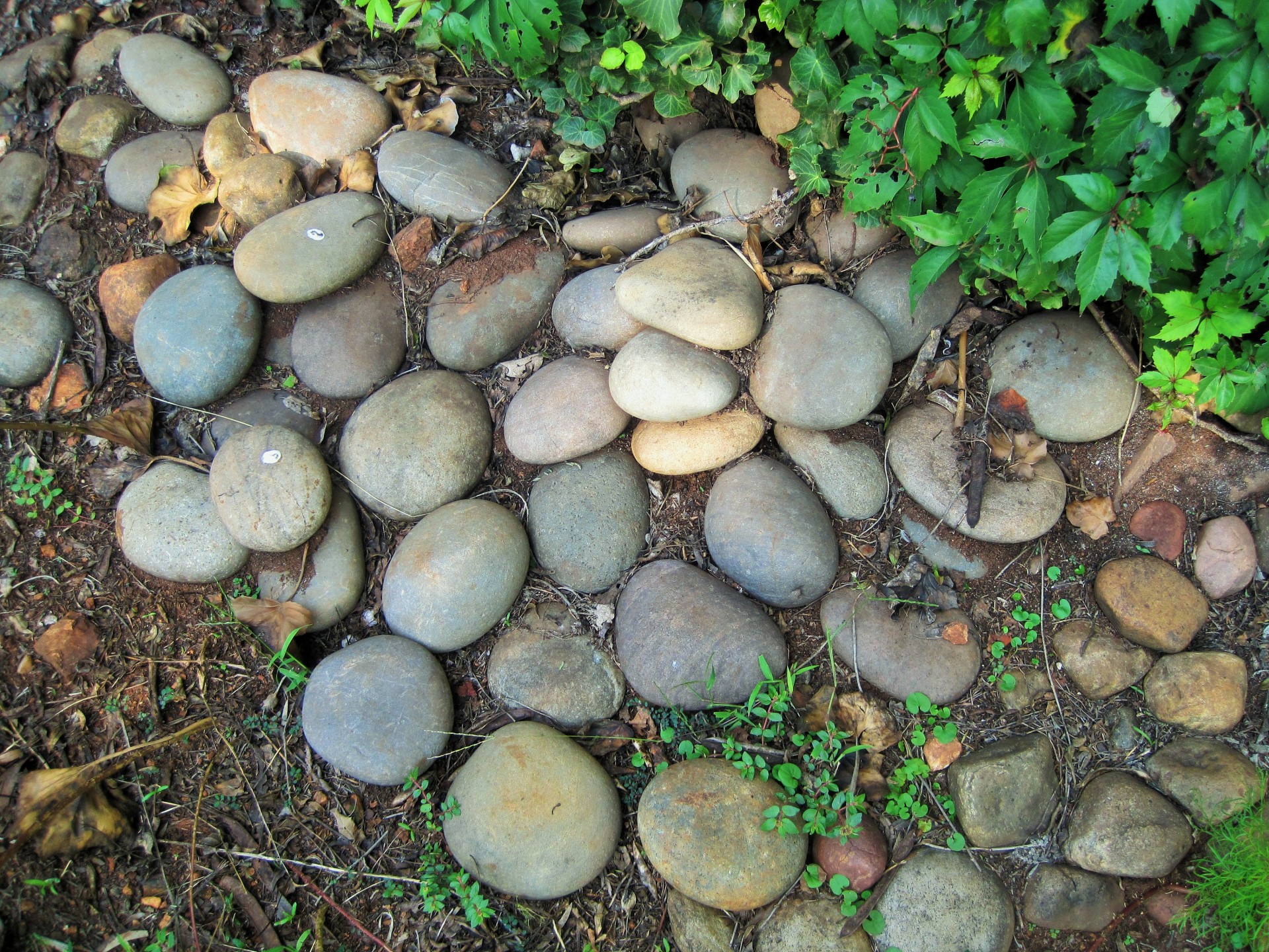 Pebble garden edging