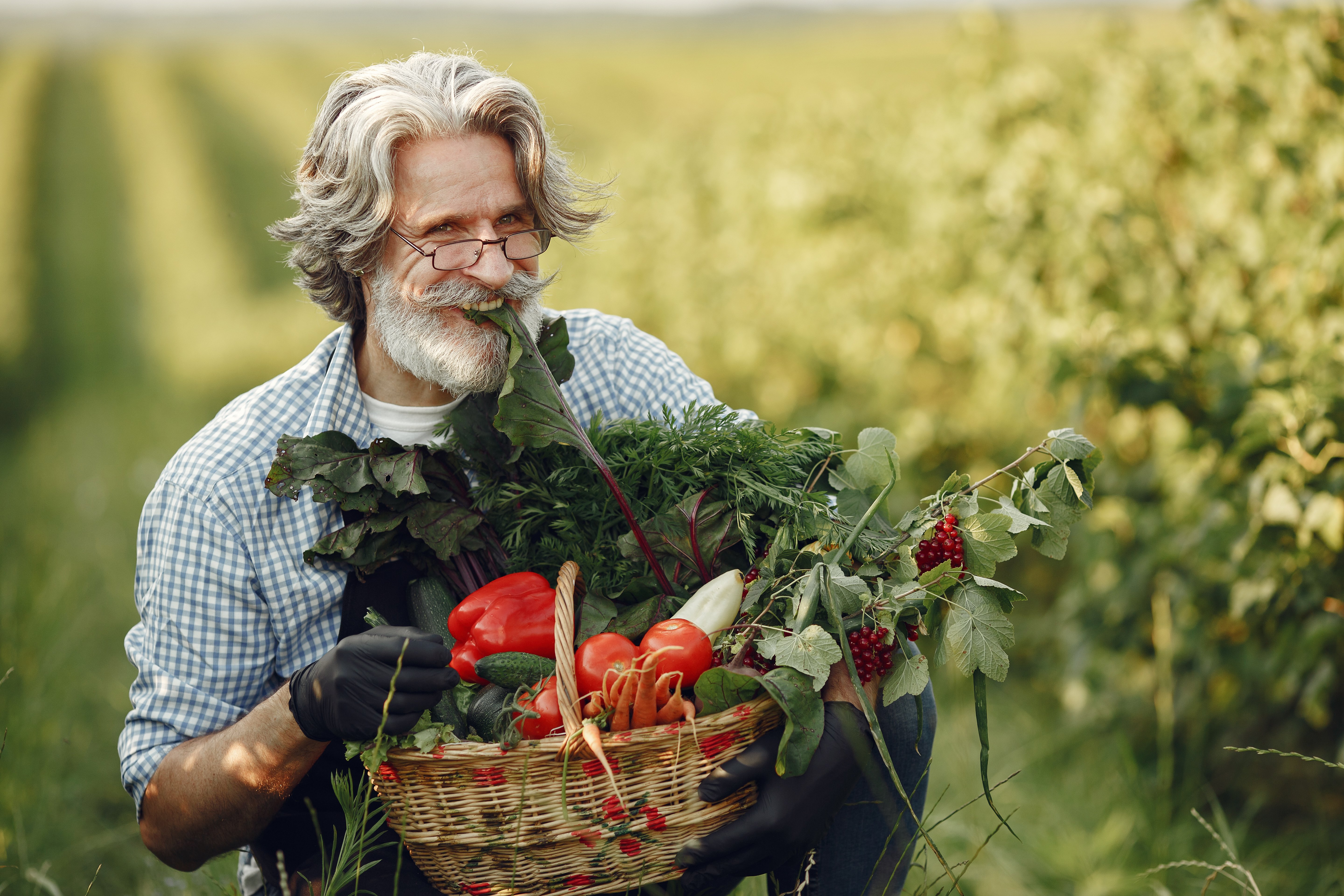 Man with a basket of vegetables