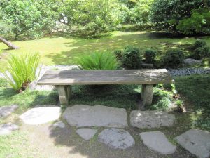Japanese stone garden bench