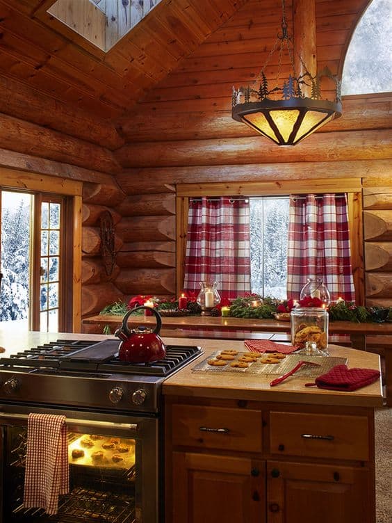 Kitchen cabin Christmas interior