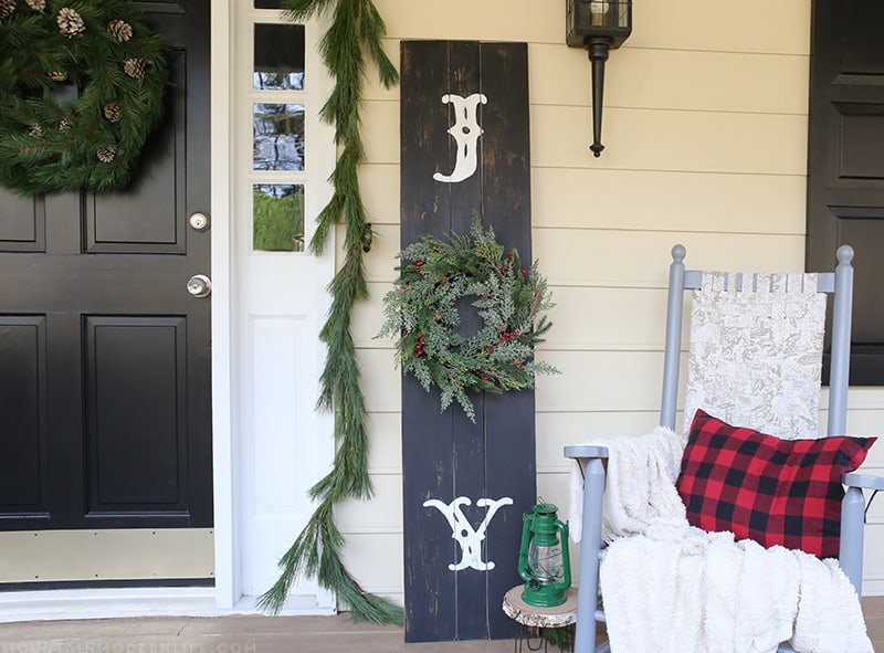 Cabin porch festive sign