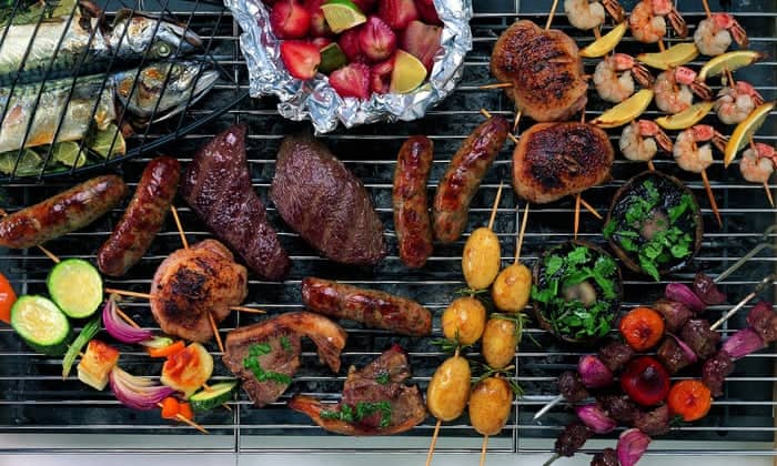 A variety of grilled foods