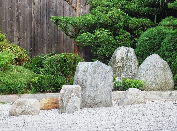 Stones and boulders on a Japanese garden