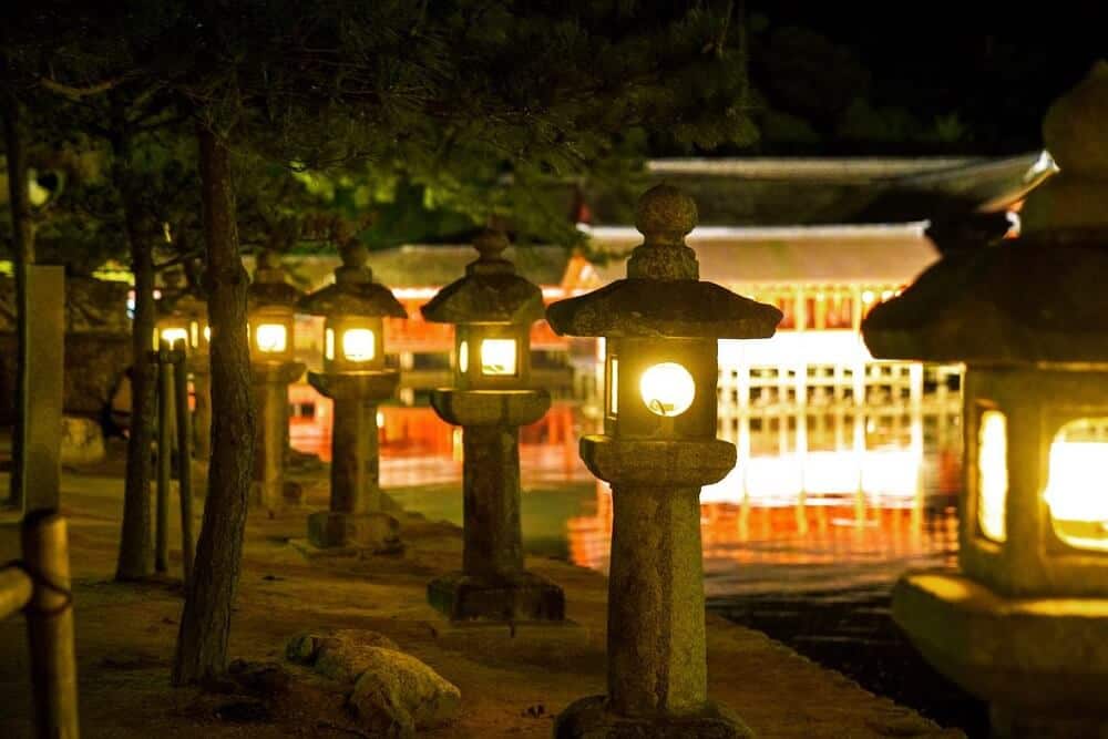 A row of stone lanterns