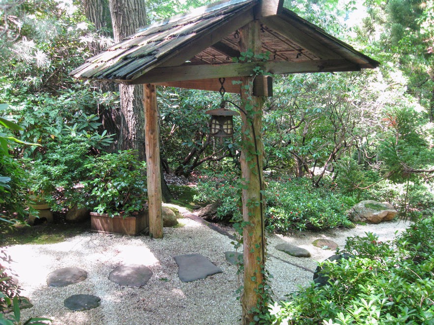 Japanese stroll garden with stepping stones