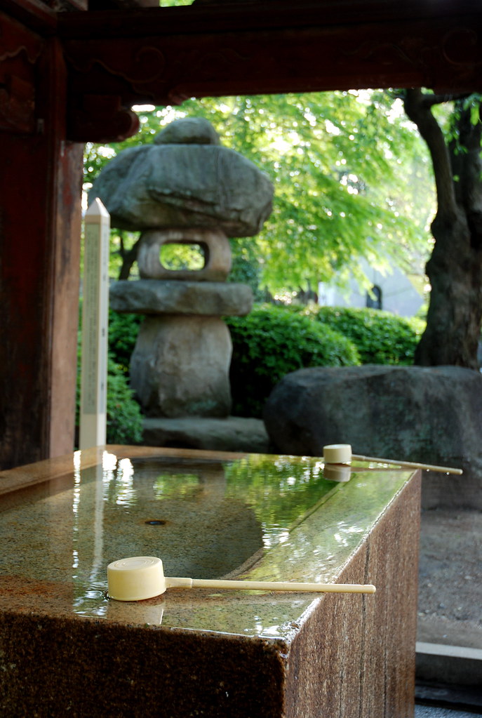 Purification fountain Japanese garden