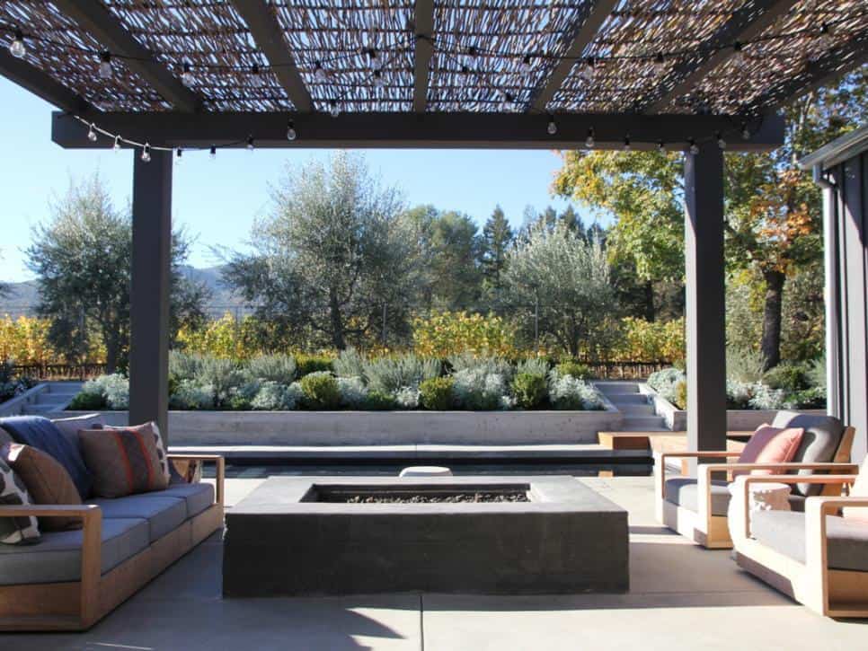 Pergola with a fire pit