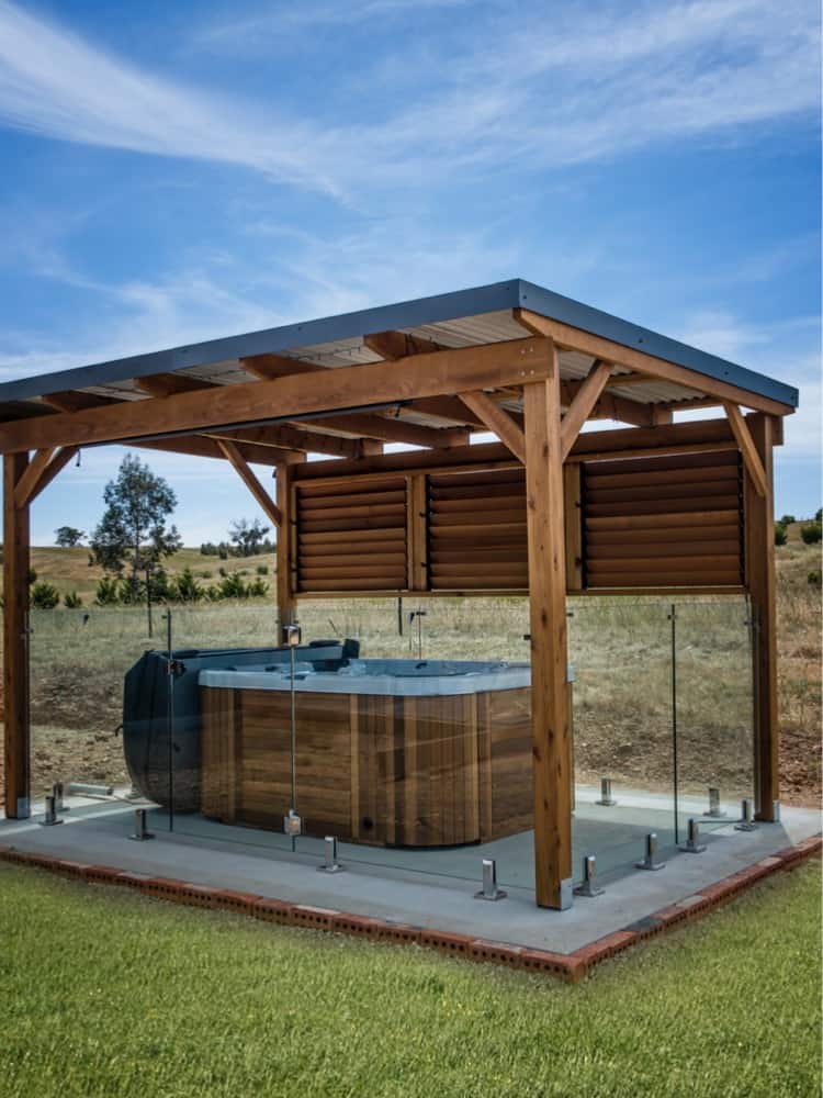 Pergola for an outdoor hot tub