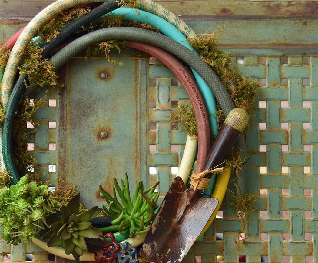DIY garden hose wreath