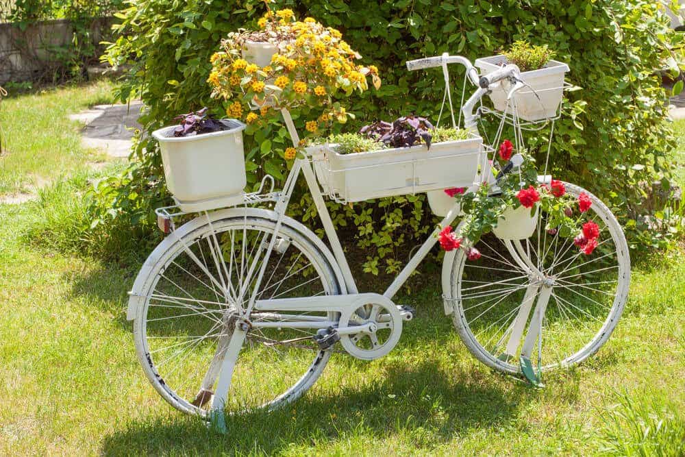 Upcycled bicycle planter
