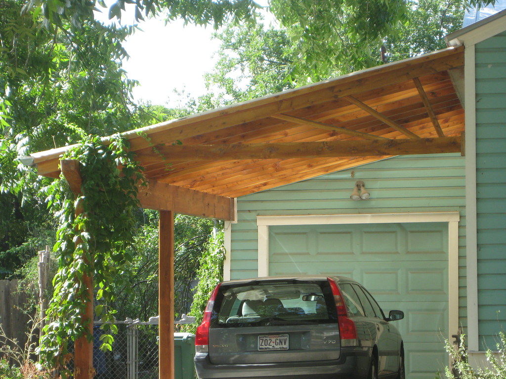 Wooden pergola style carport