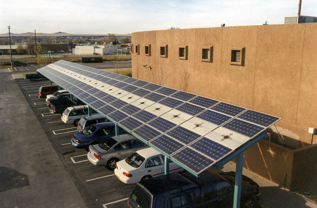 Solar-powered public carports