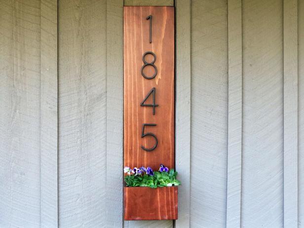 DIY house number with planter box