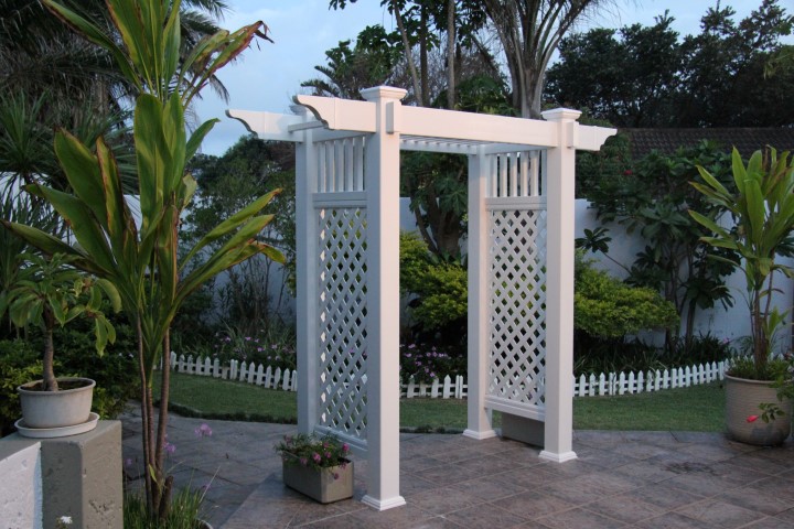 PVC arbour structure in white