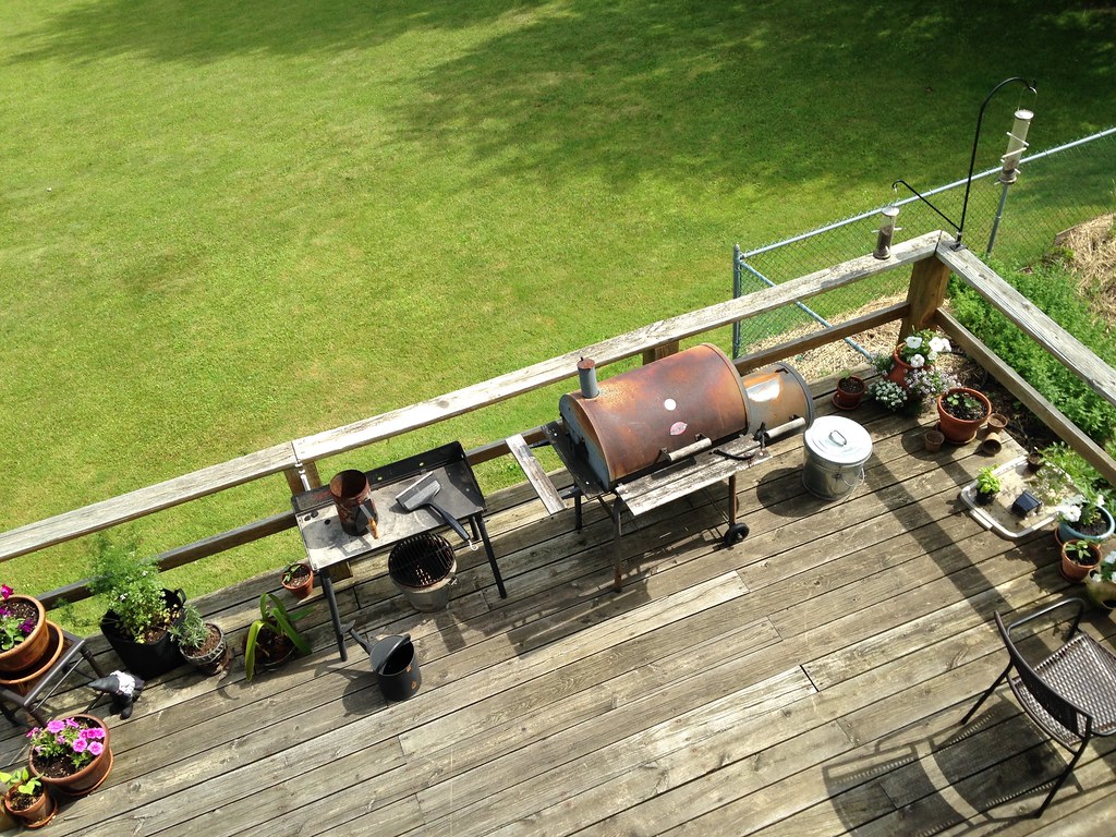 Raised decked outdoor kitchen