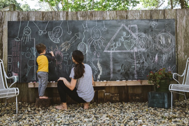 Chalkboard art garden fence