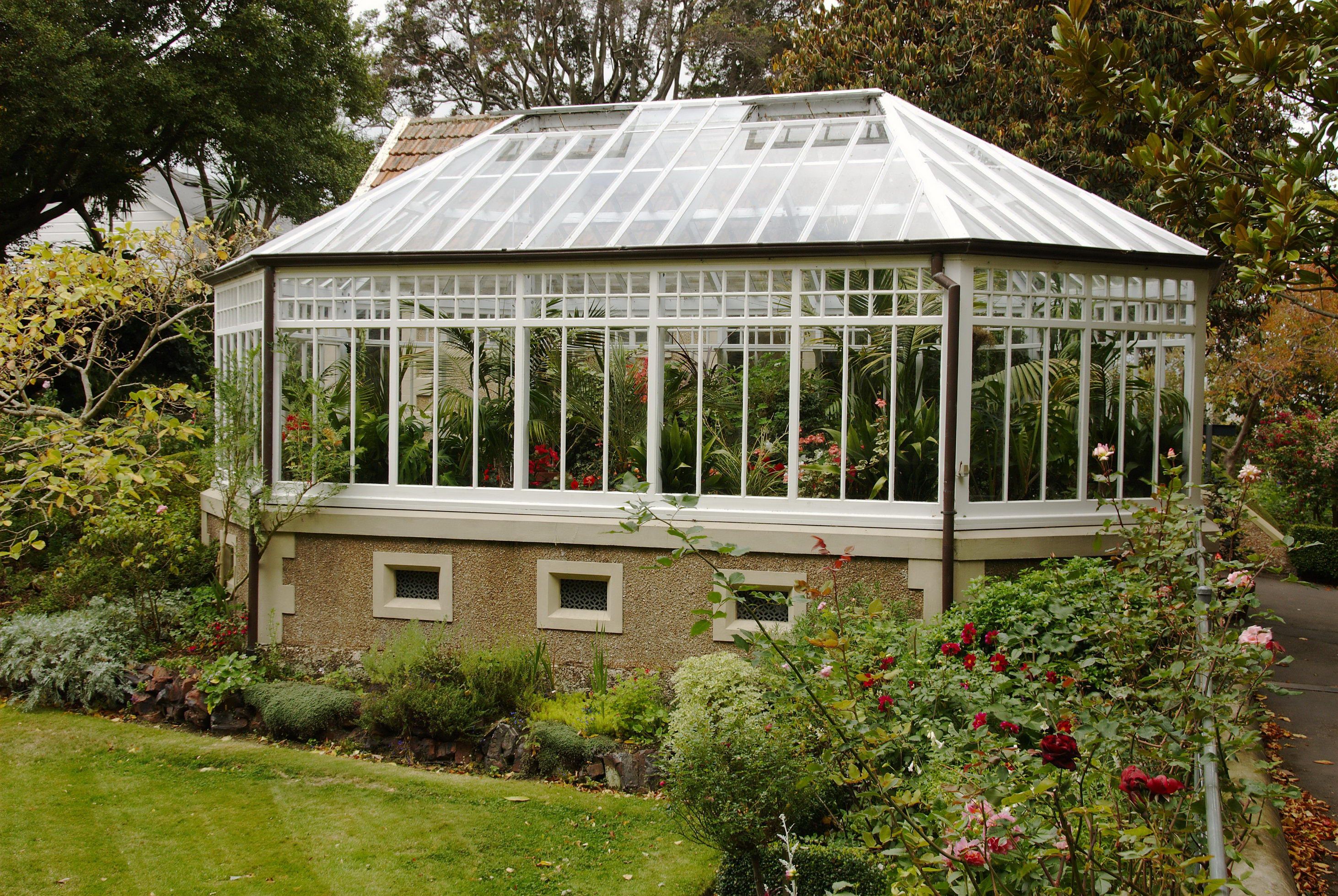 Glass gazebo structure used as a greenhouse