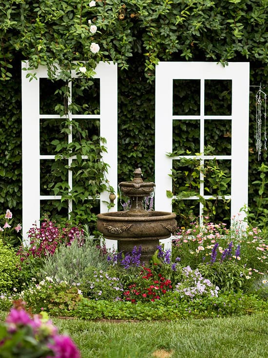 DIY garden trellis made from old doors