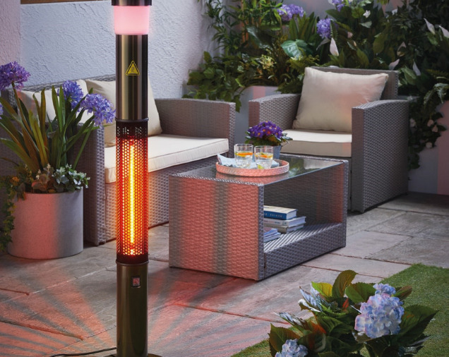 Patio heater with built-in speakers