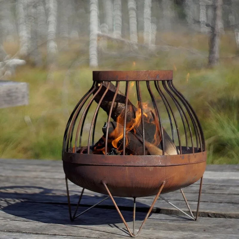 Steel wood fire pit burner table centrepiece