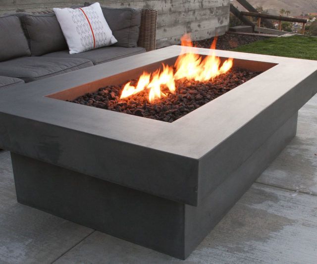 Concrete finish fire pit table for patios