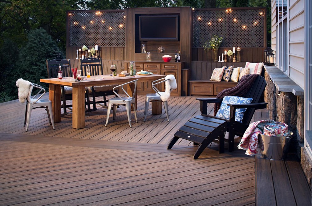 Patio with heated floor decking