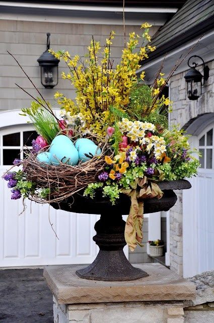 Spring urn arrangement for Easter