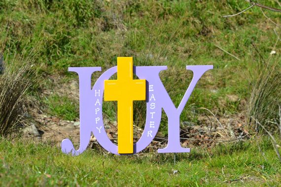 Joy wood sign for Easter garden idea