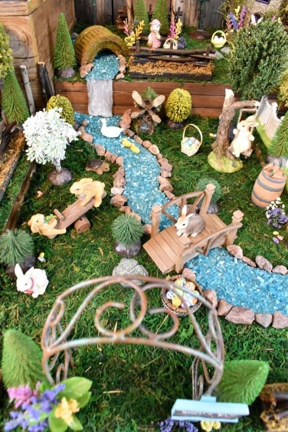 Mini rabbit Easter village concept