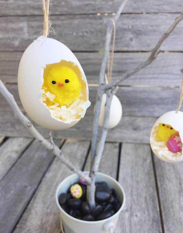 Hatched egg tree ornament for Easter garden idea