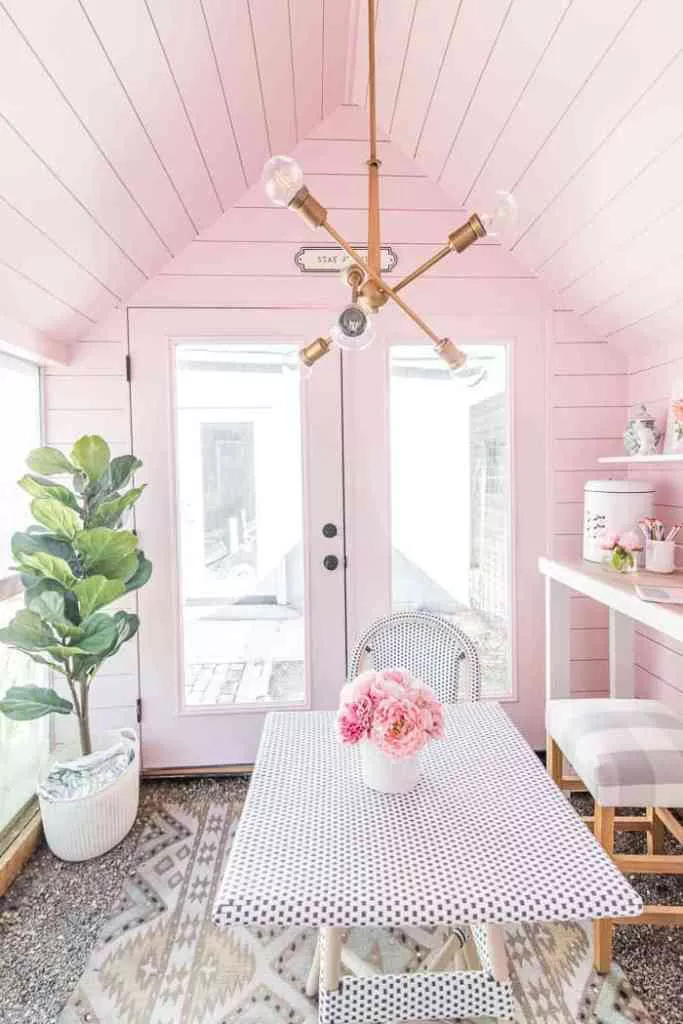 Pink themed she shed concept